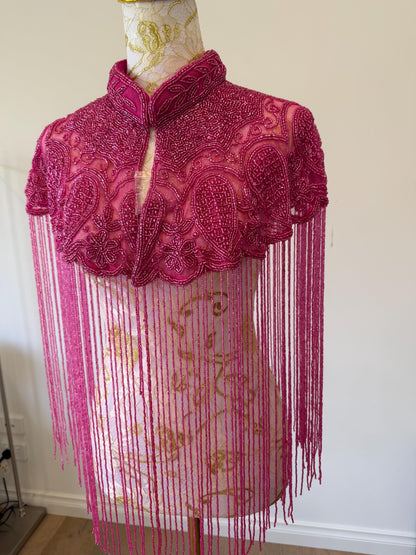 Hot Pink Beaded Fringe Capelt