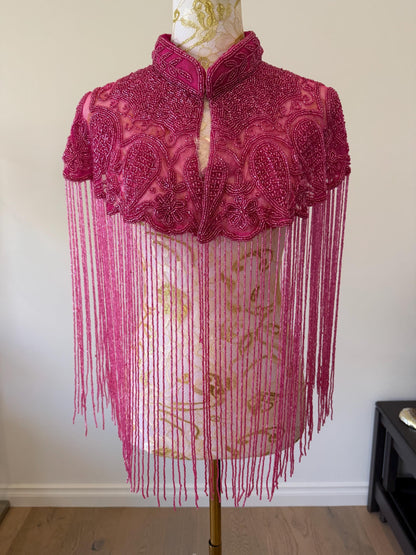 Hot Pink Beaded Fringe Capelt
