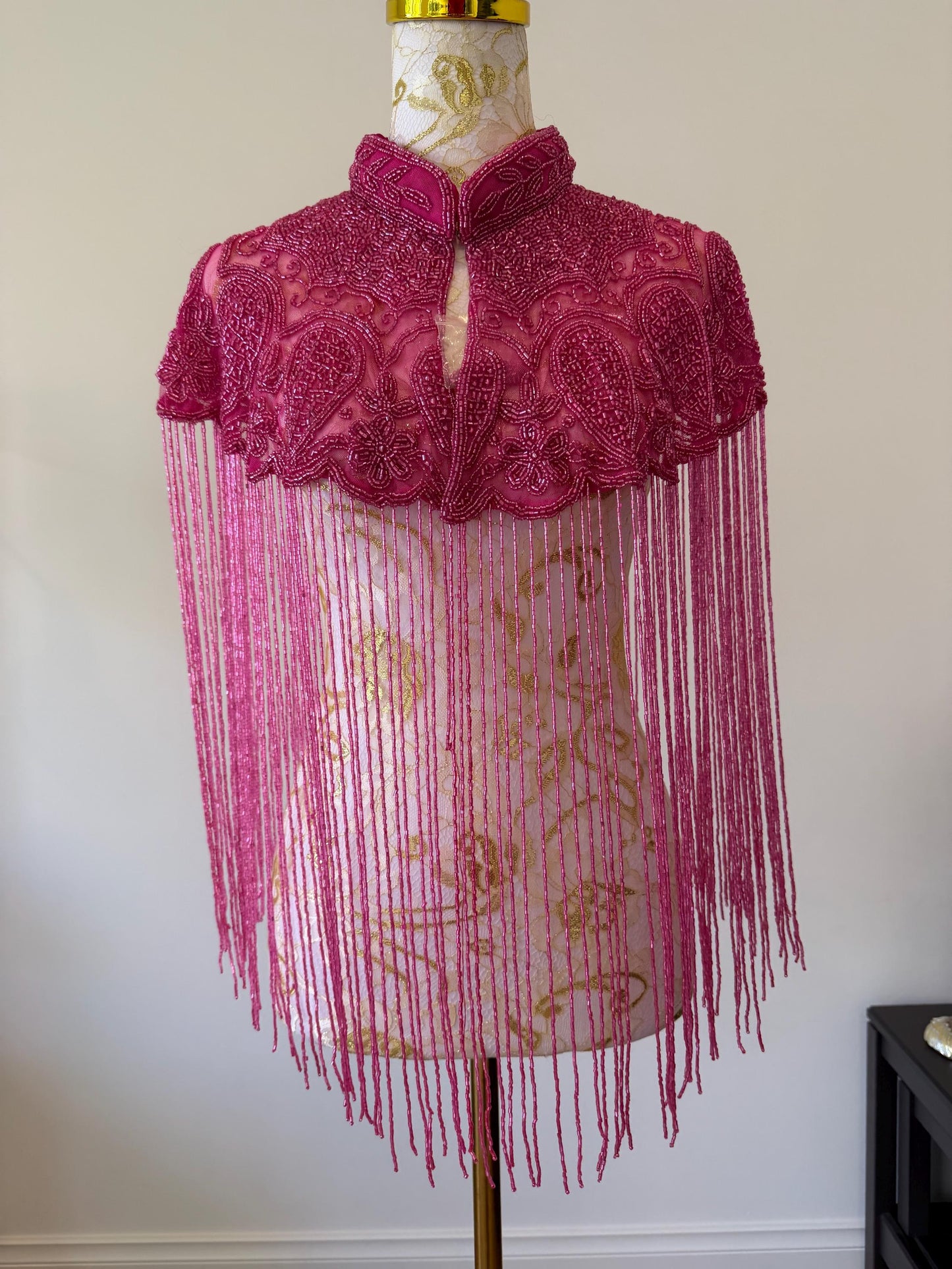 Hot Pink Beaded Fringe Capelt