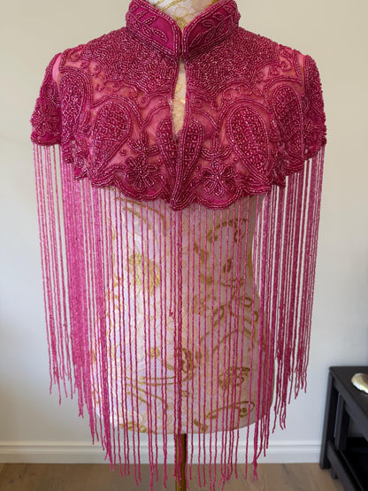 Hot Pink Beaded Fringe Capelt