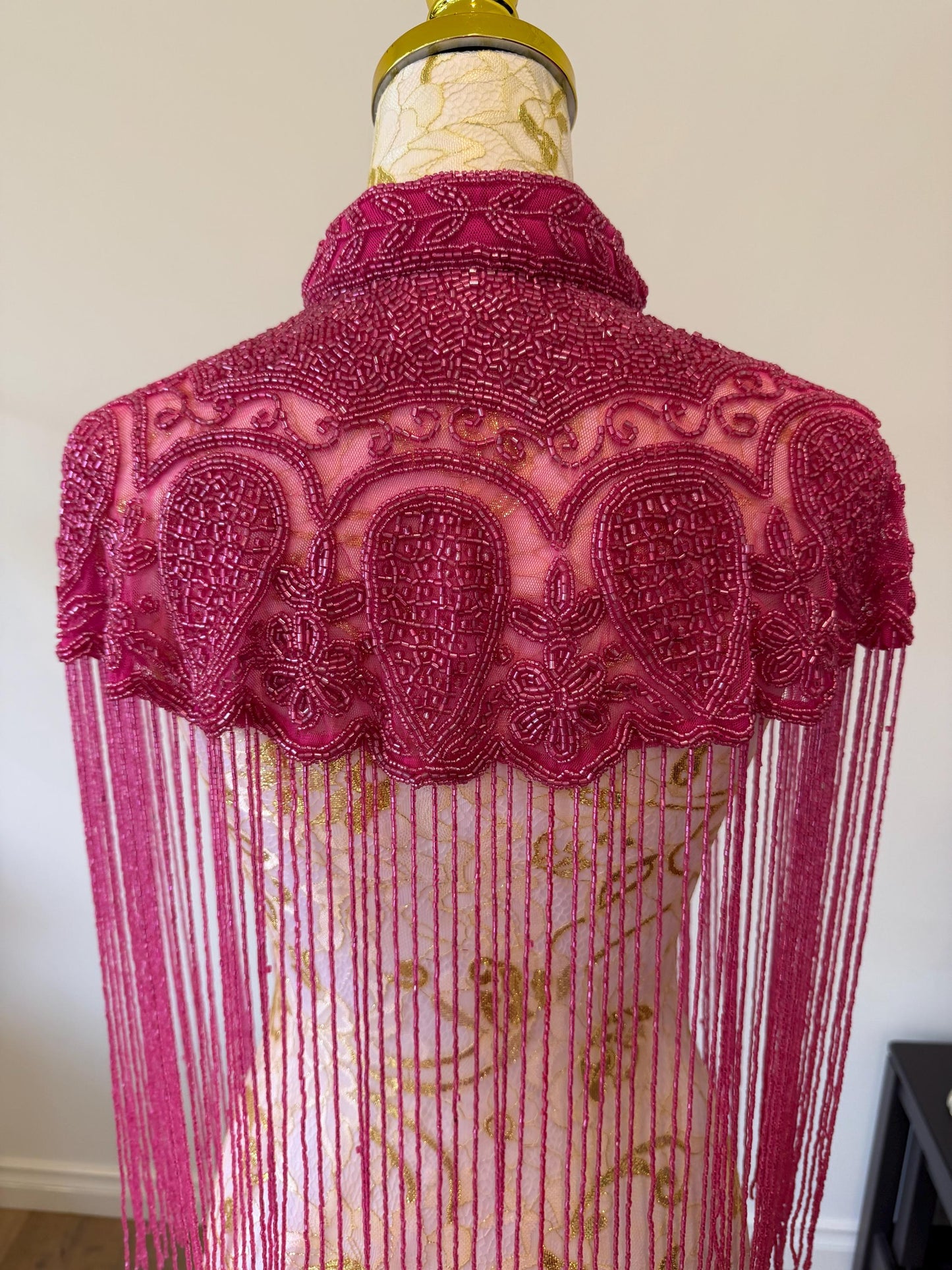 Hot Pink Beaded Fringe Capelt