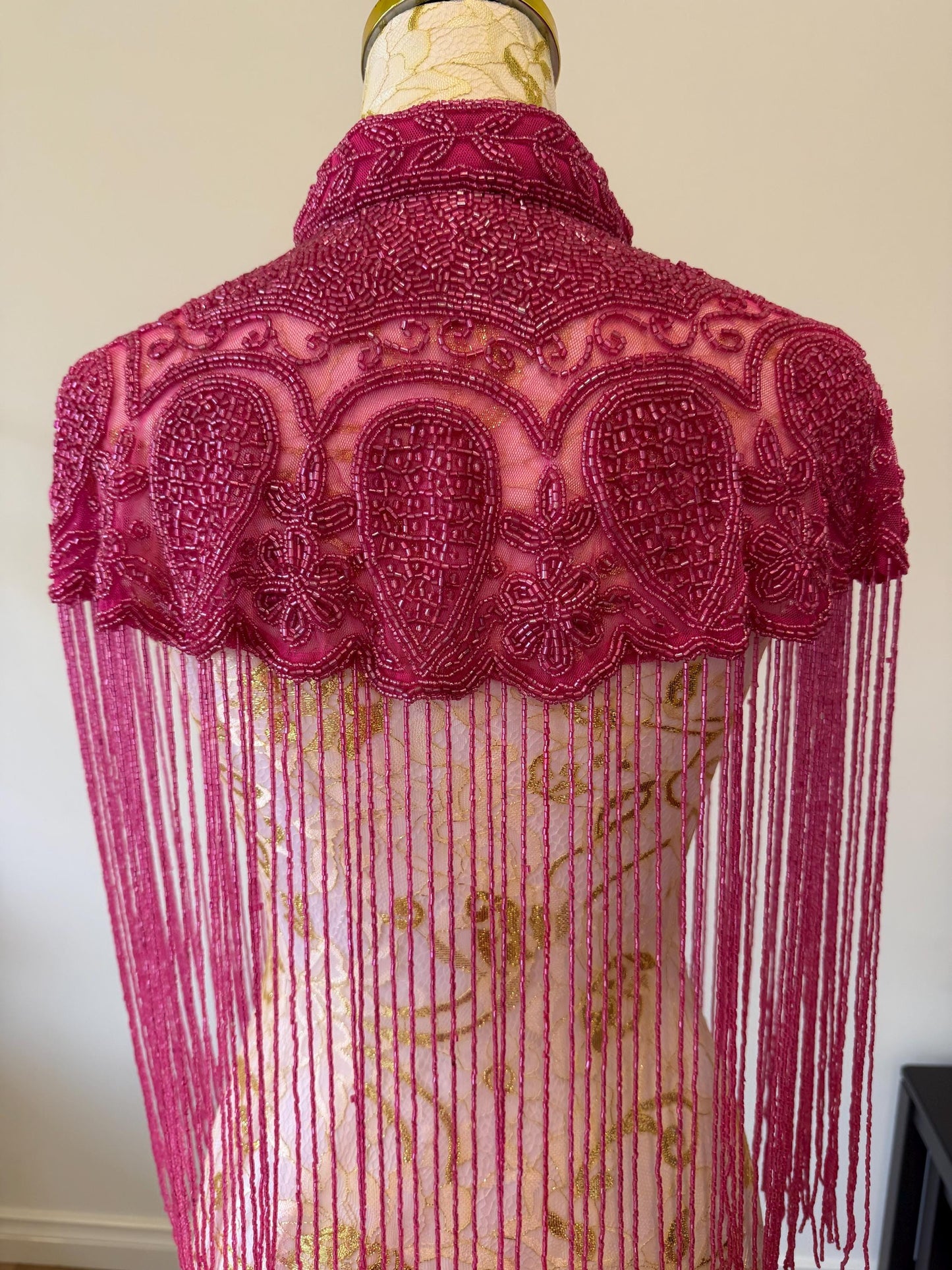 Hot Pink Beaded Fringe Capelt