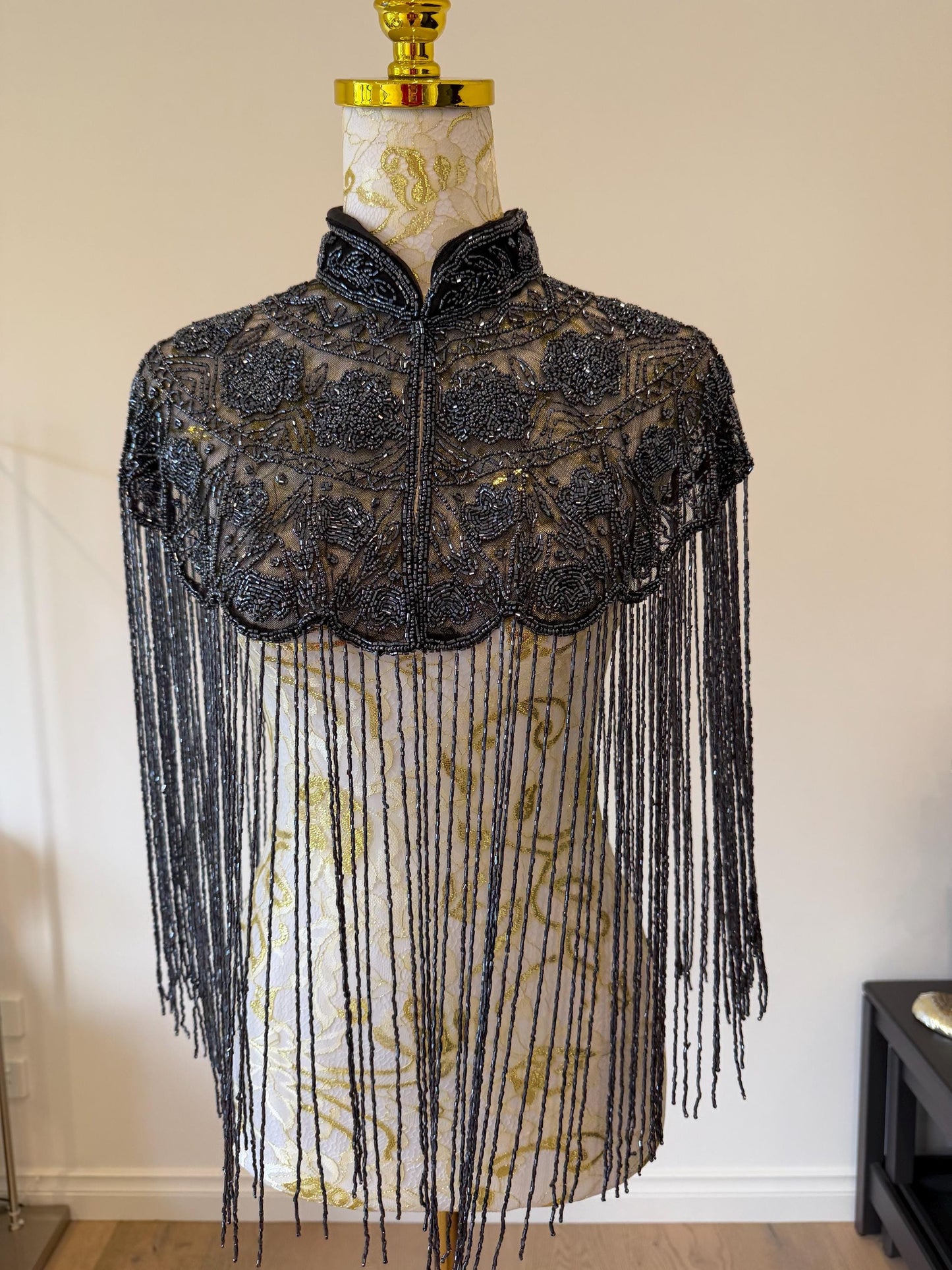 Metallic Beaded Fringe Capelet