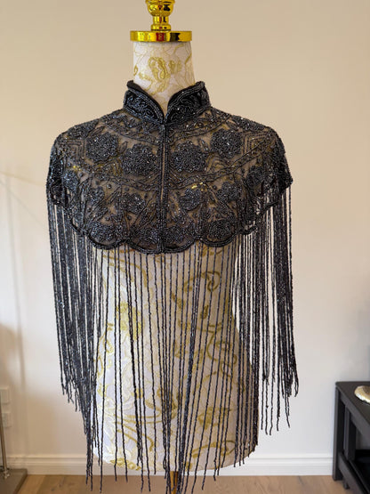 Metallic Beaded Fringe Capelet