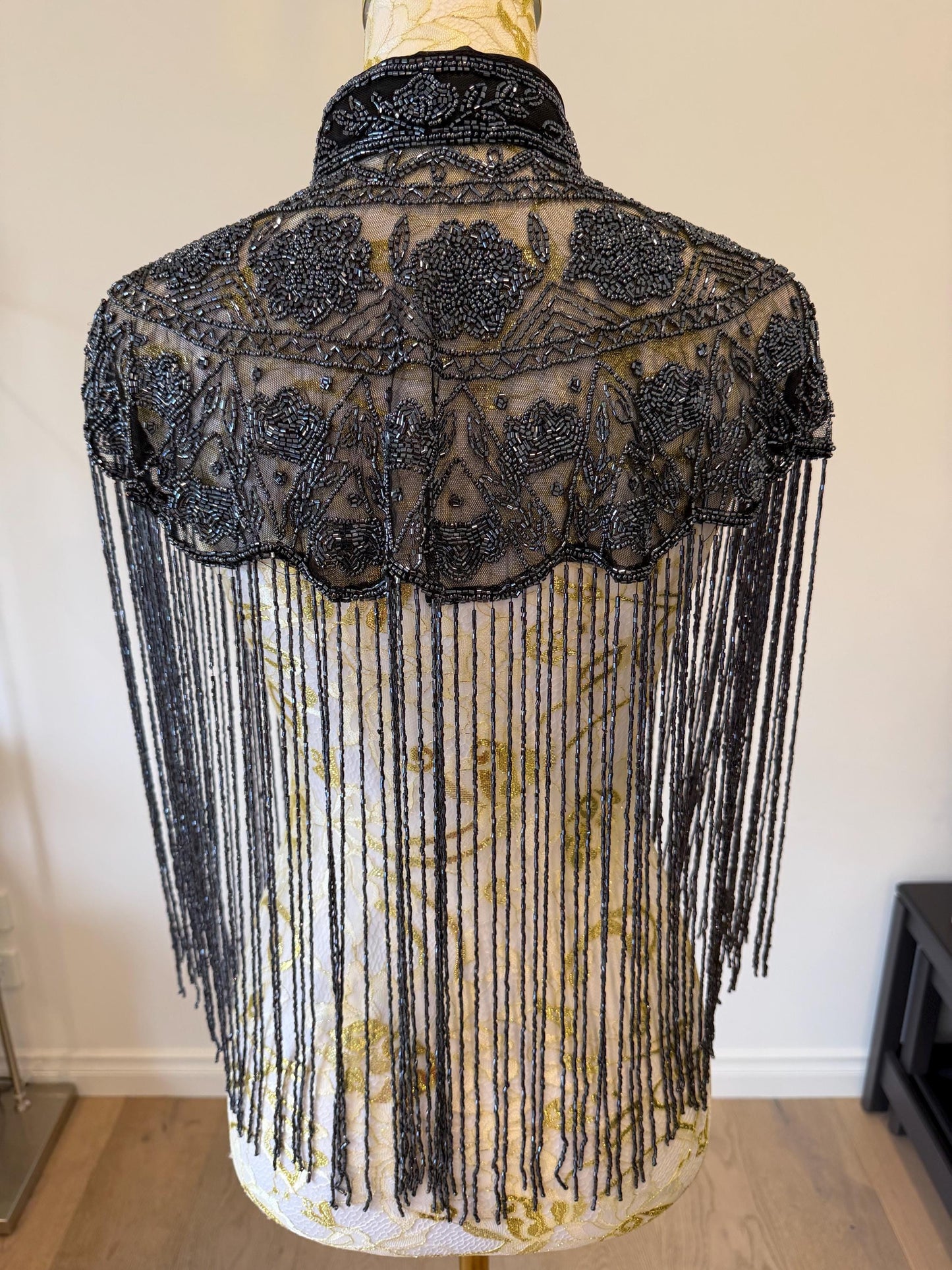 Metallic Beaded Fringe Capelet