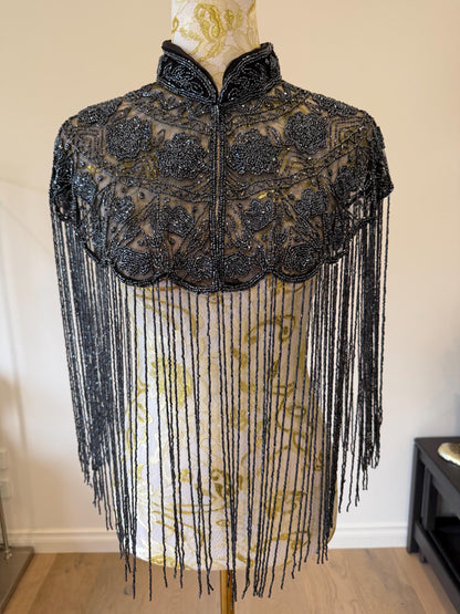 Metallic Beaded Fringe Capelet