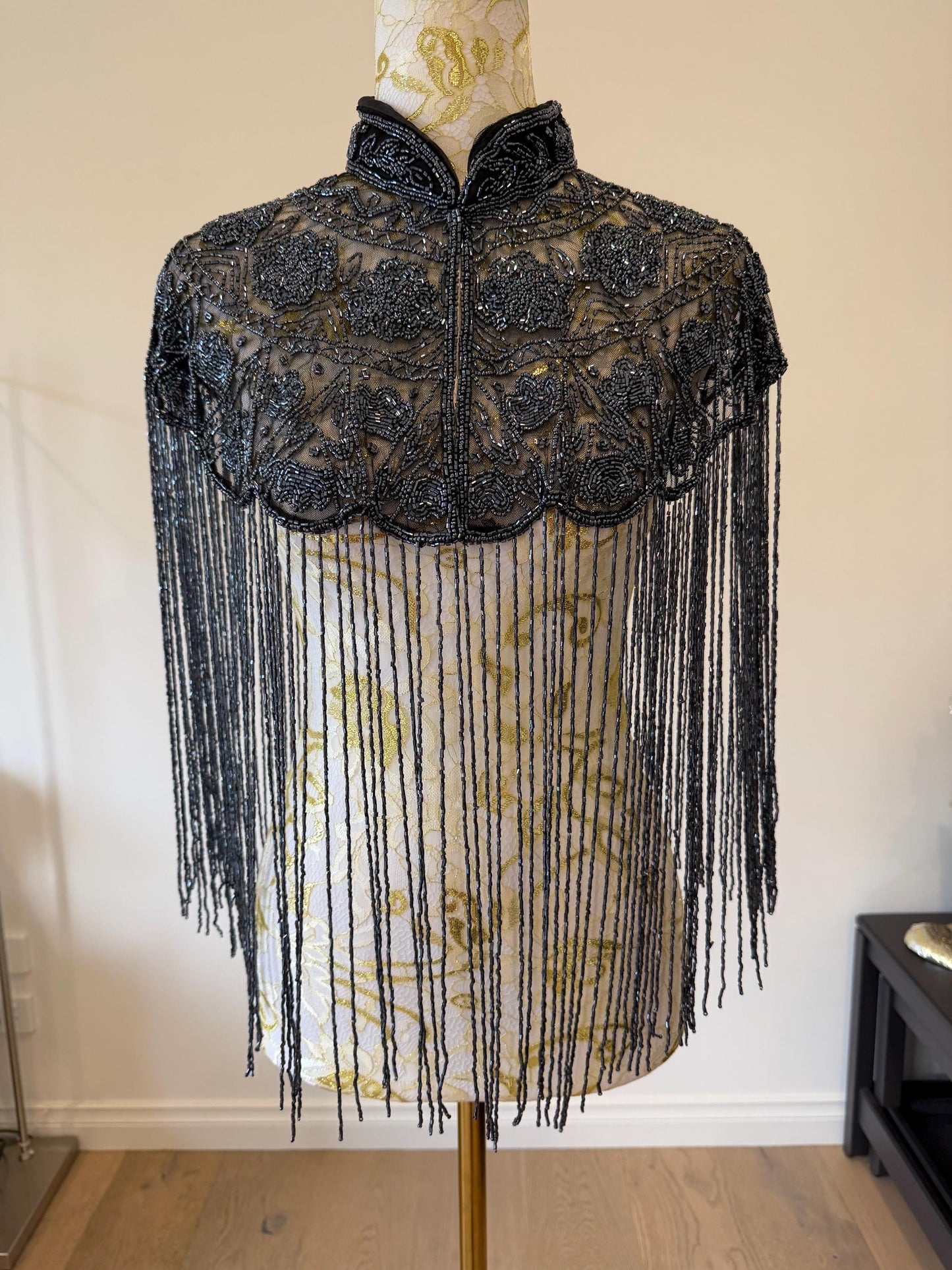 Metallic Beaded Fringe Capelet