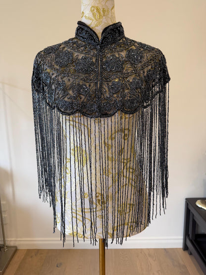 Metallic Beaded Fringe Capelet