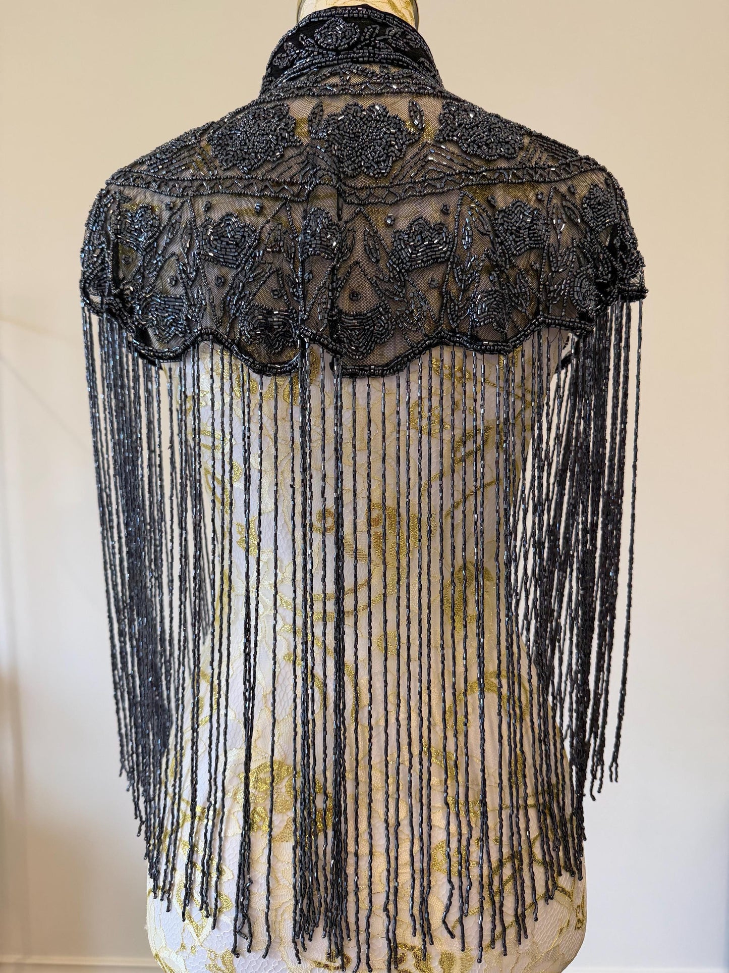 Metallic Beaded Fringe Capelet