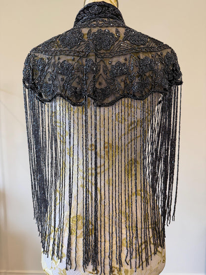 Metallic Beaded Fringe Capelet