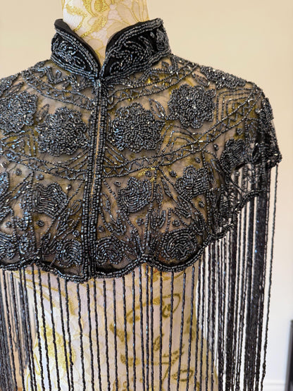 Metallic Beaded Fringe Capelet