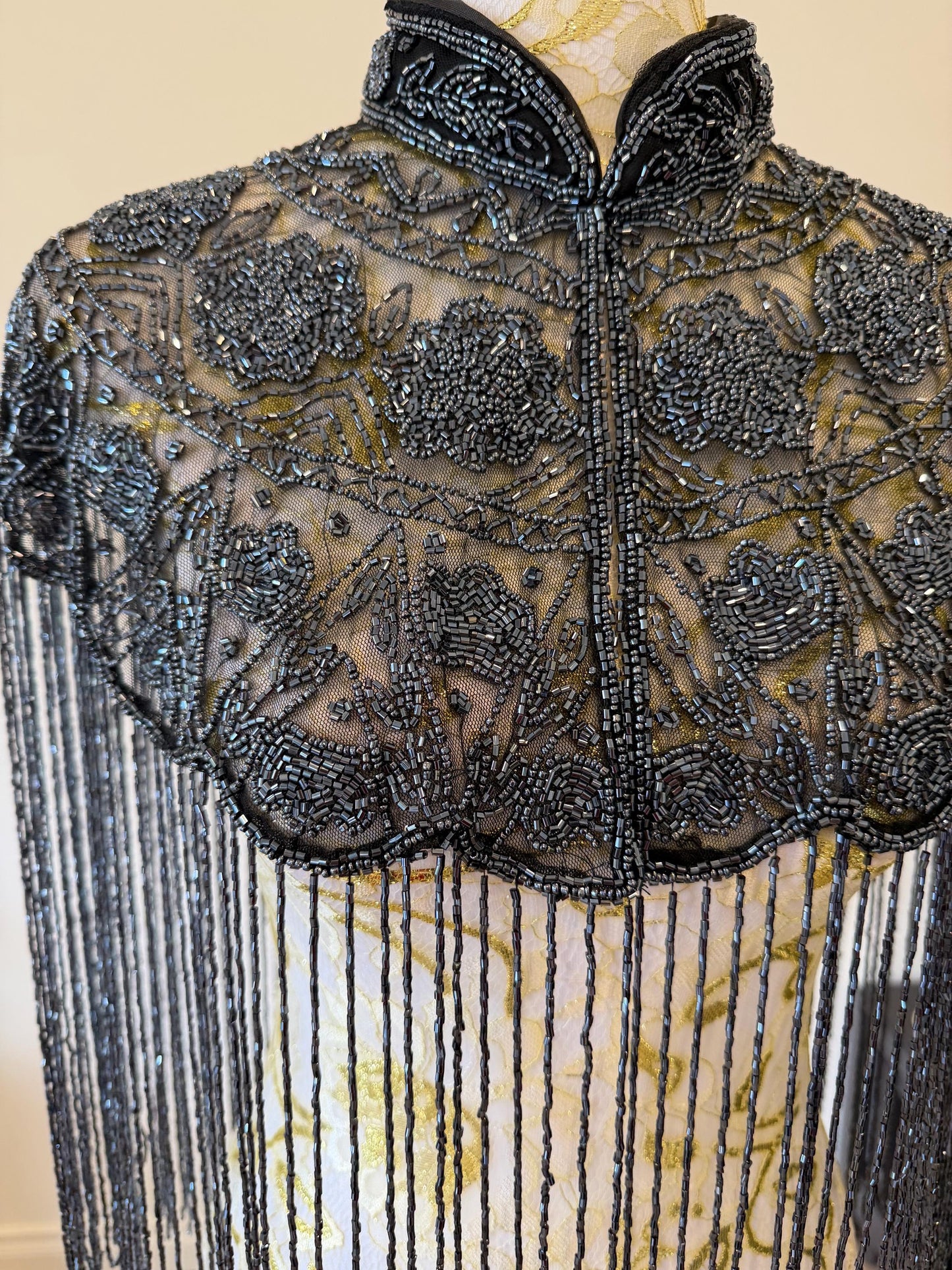 Metallic Beaded Fringe Capelet