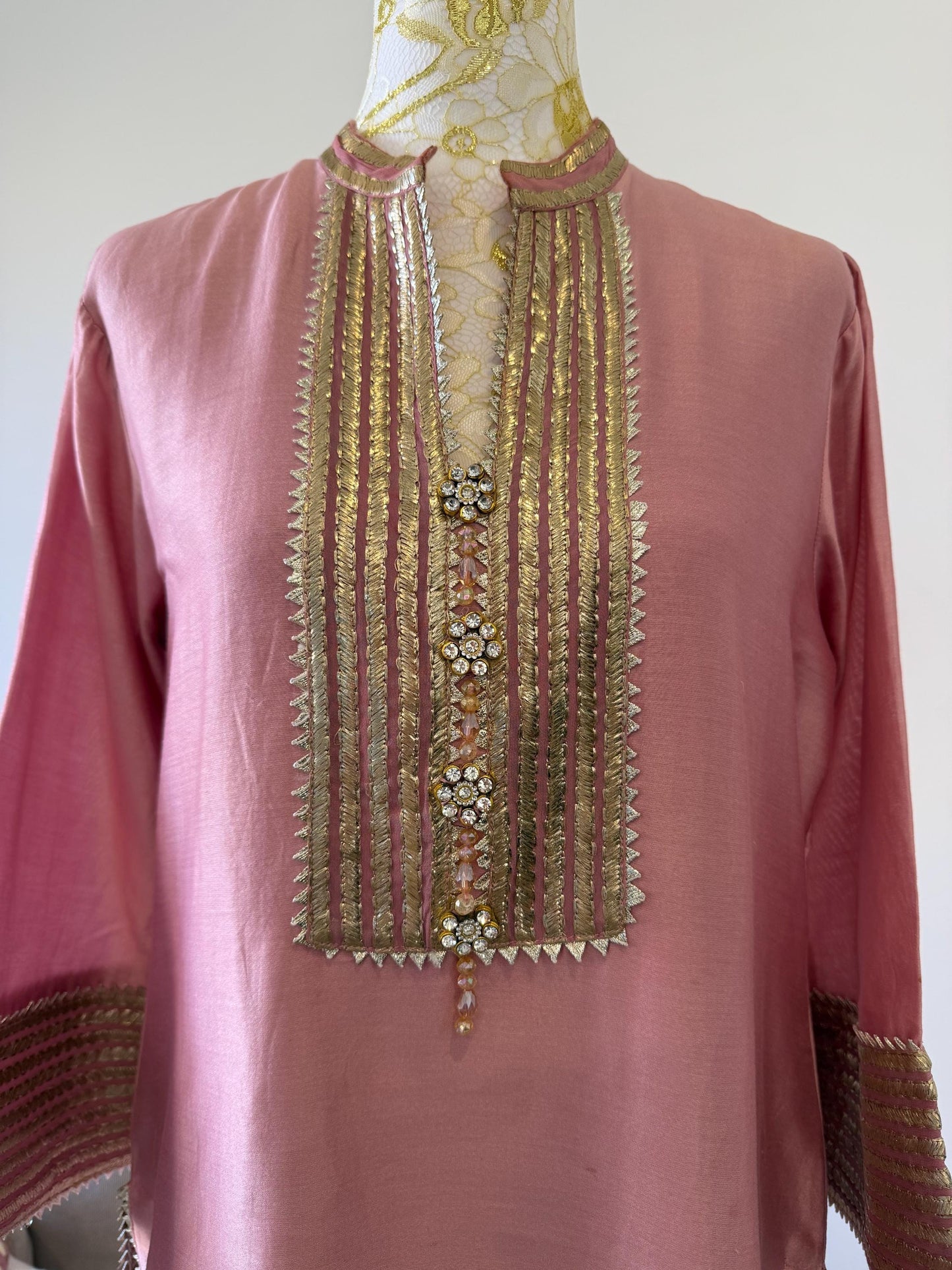 Dusty Pink Mul Chanderi Sharara Set with Statement Dupatta