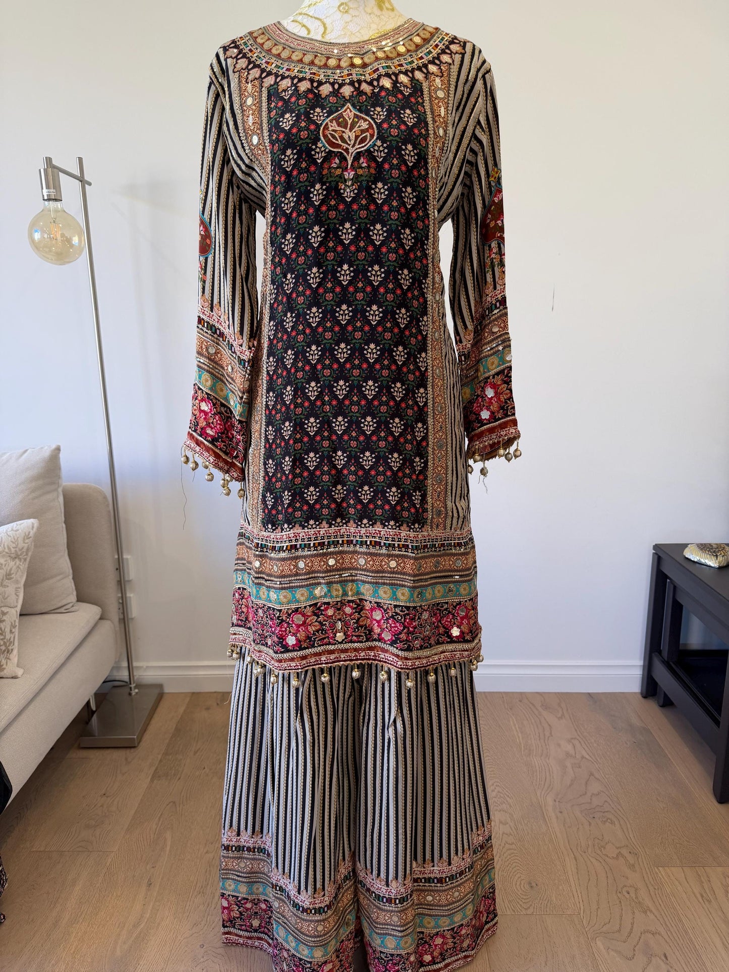 Black Crape Sharara Suit