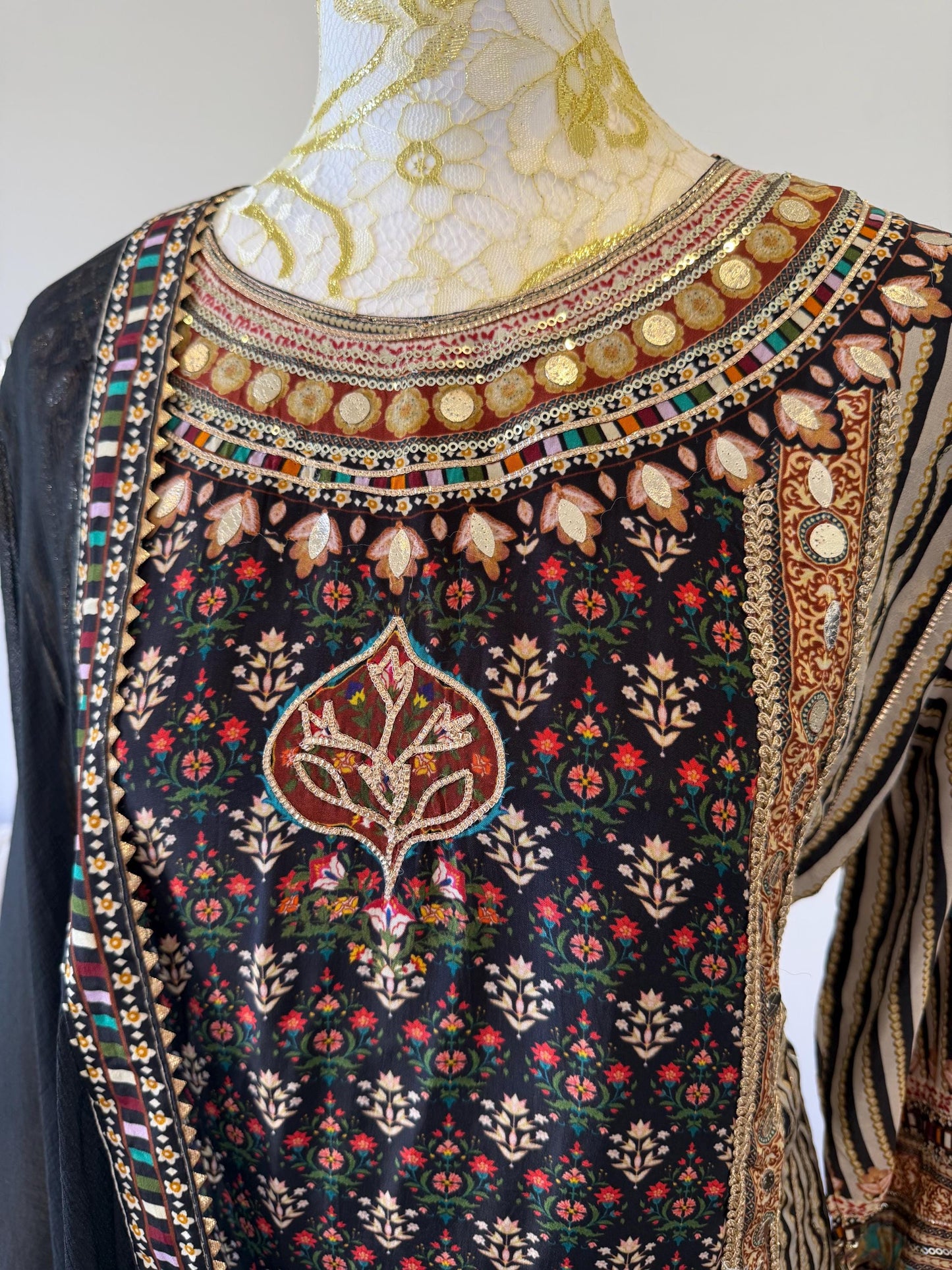 Black Crape Sharara Suit