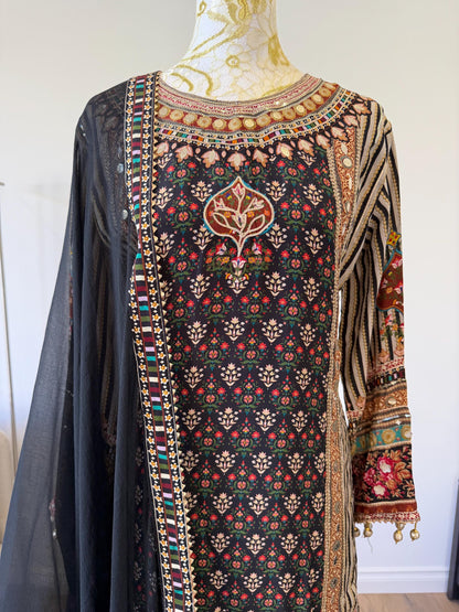 Black Crape Sharara Suit