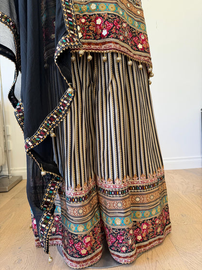 Black Crape Sharara Suit