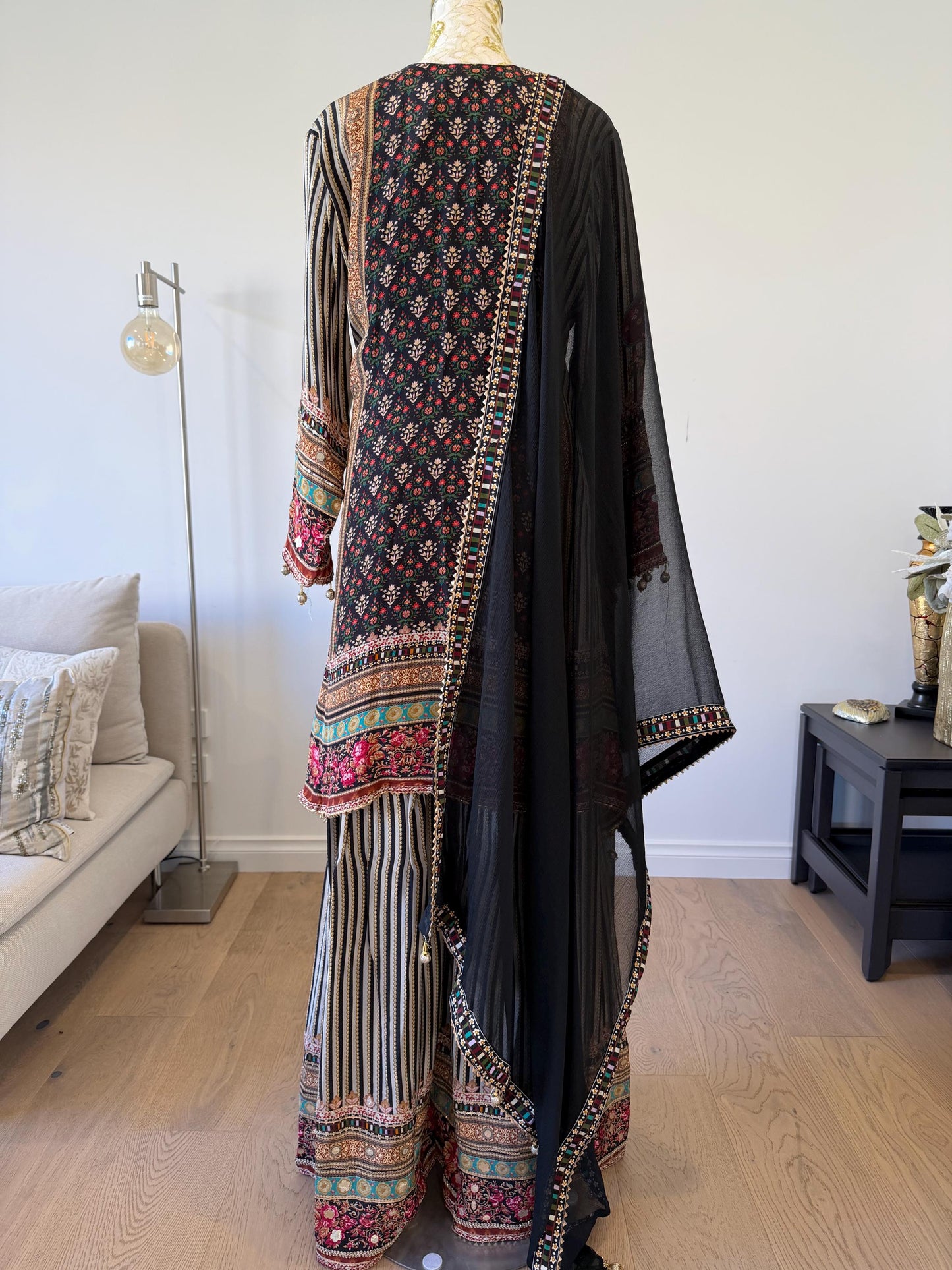 Black Crape Sharara Suit