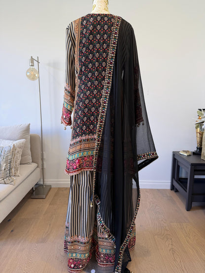 Black Crape Sharara Suit