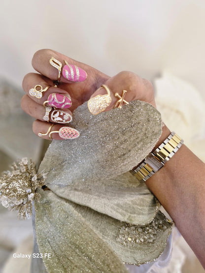 5 Pc Gold Nail Rings Set