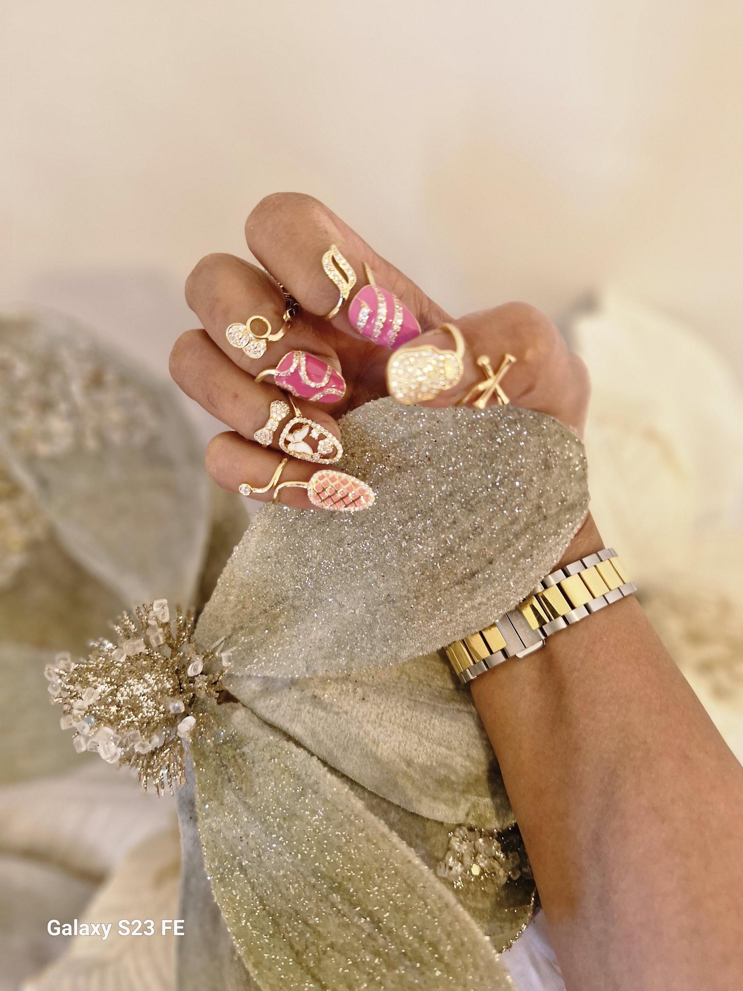 5 Pc Gold Nail Rings Set