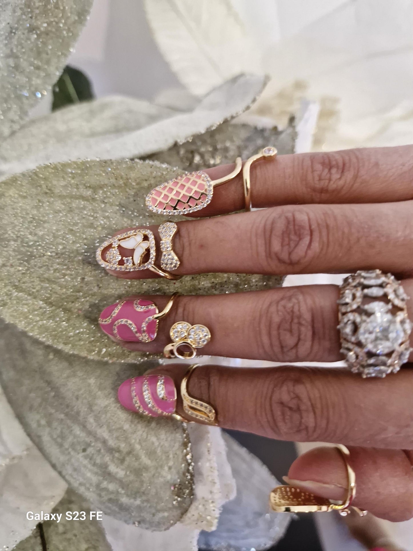 5 Pc Gold Nail Rings Set