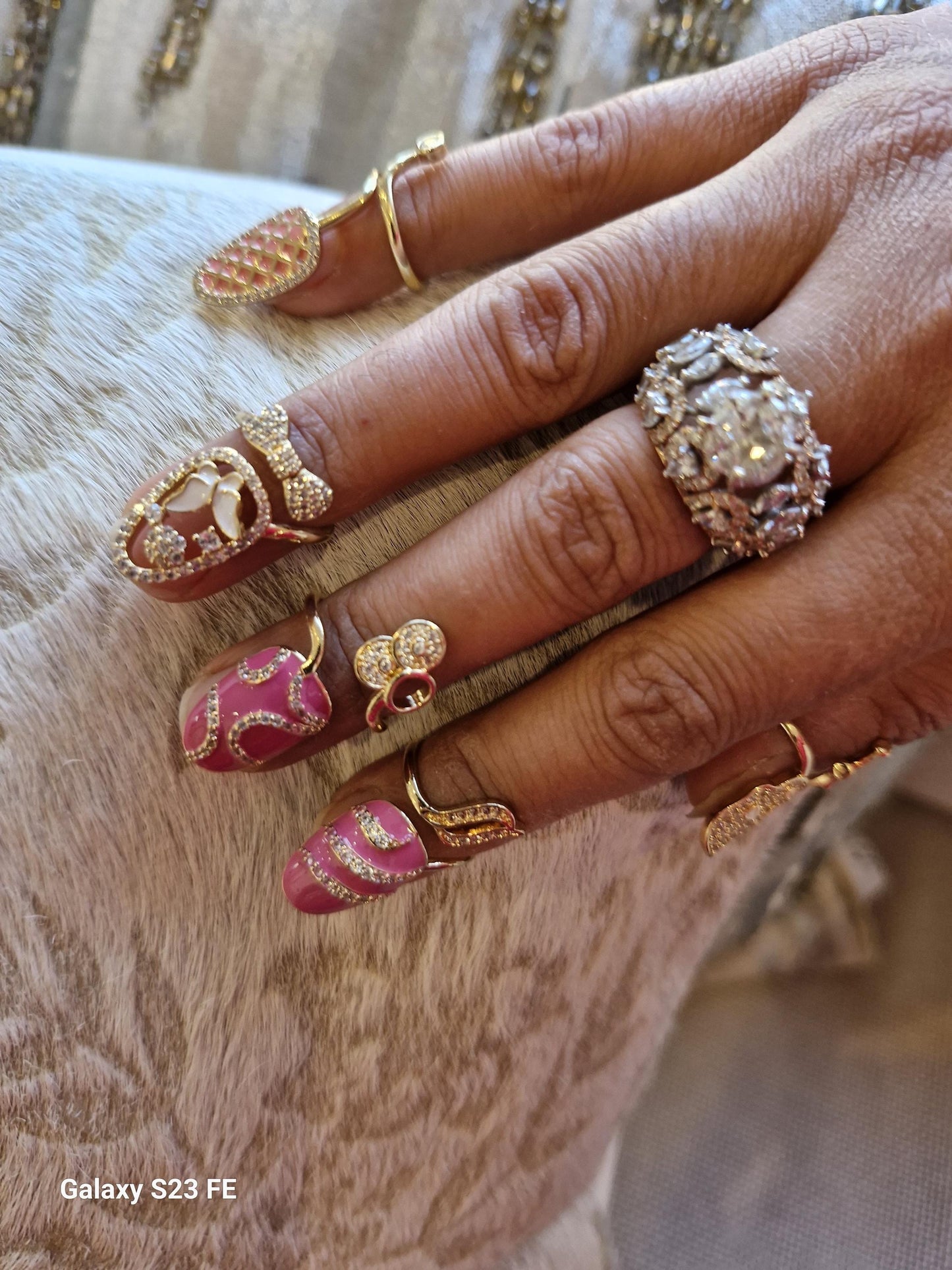 5 Pc Gold Nail Rings Set