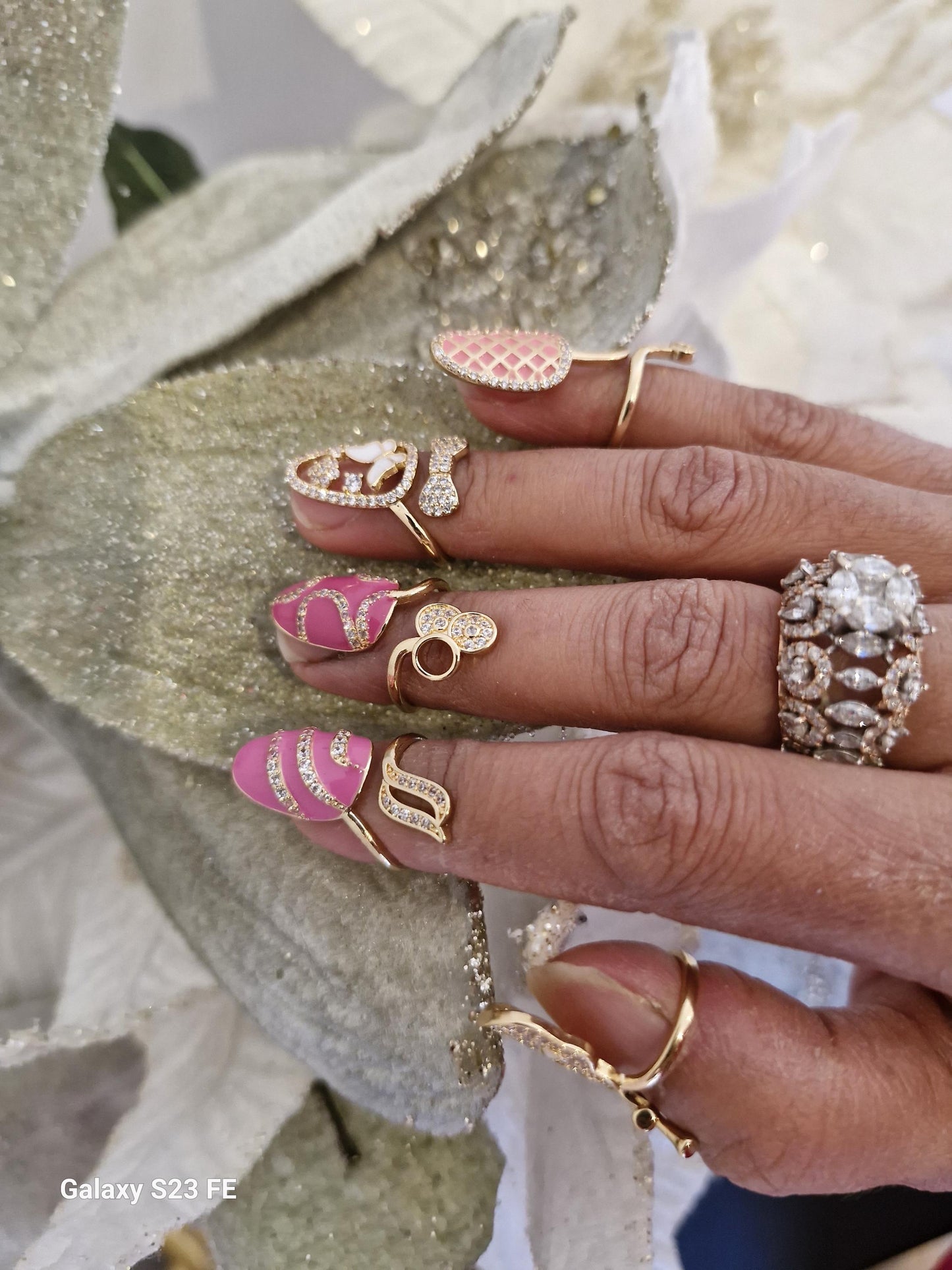 5 Pc Gold Nail Rings Set