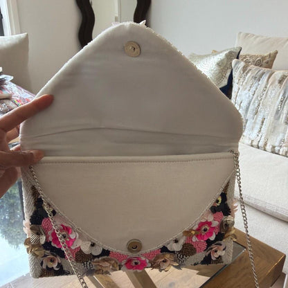 Floral Beaded Clutch Bag