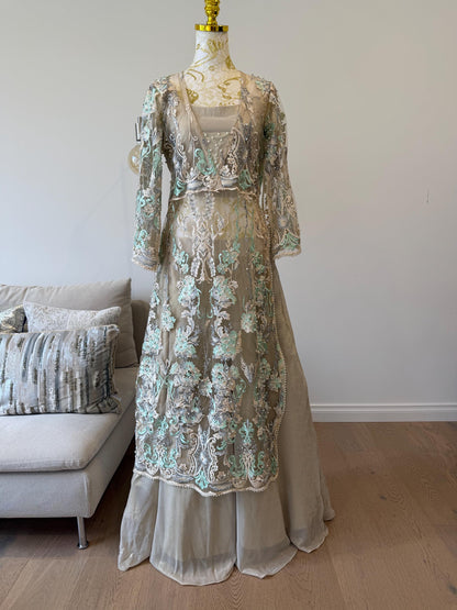 Pearl Embellished Net Jacket Lehenga Set