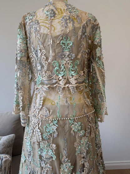 Pearl Embellished Net Jacket Lehenga Set