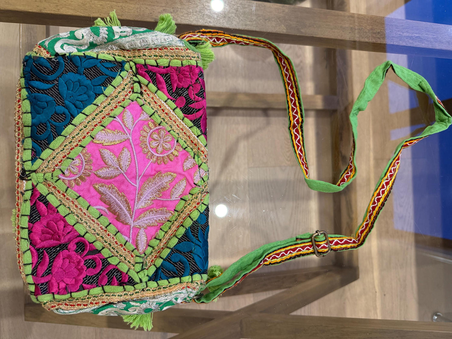Boho Embroidered Cotton Tassel Crossbody Bag