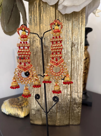Royal Red Gold Statement Earrings