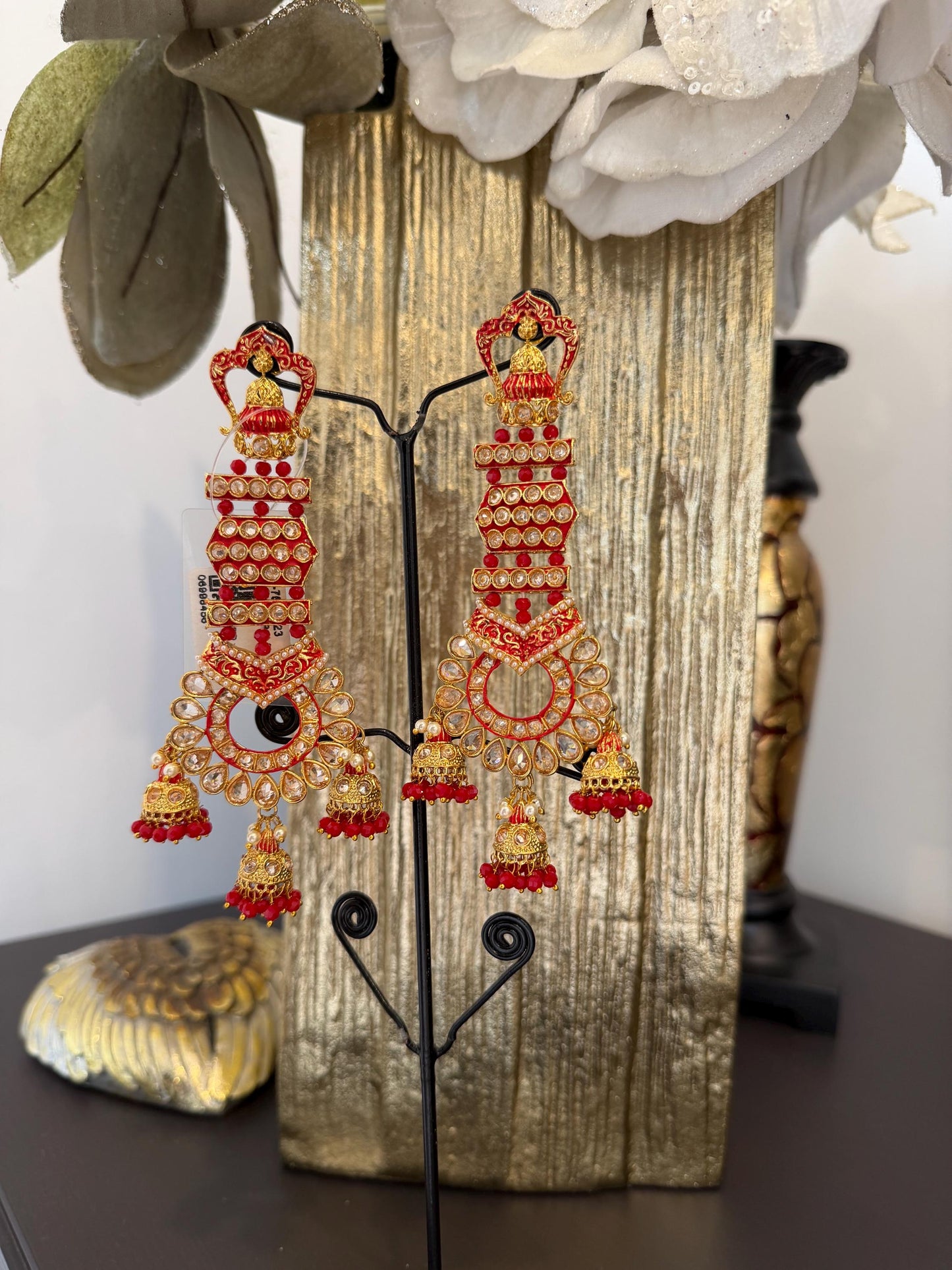 Royal Red Gold Statement Earrings