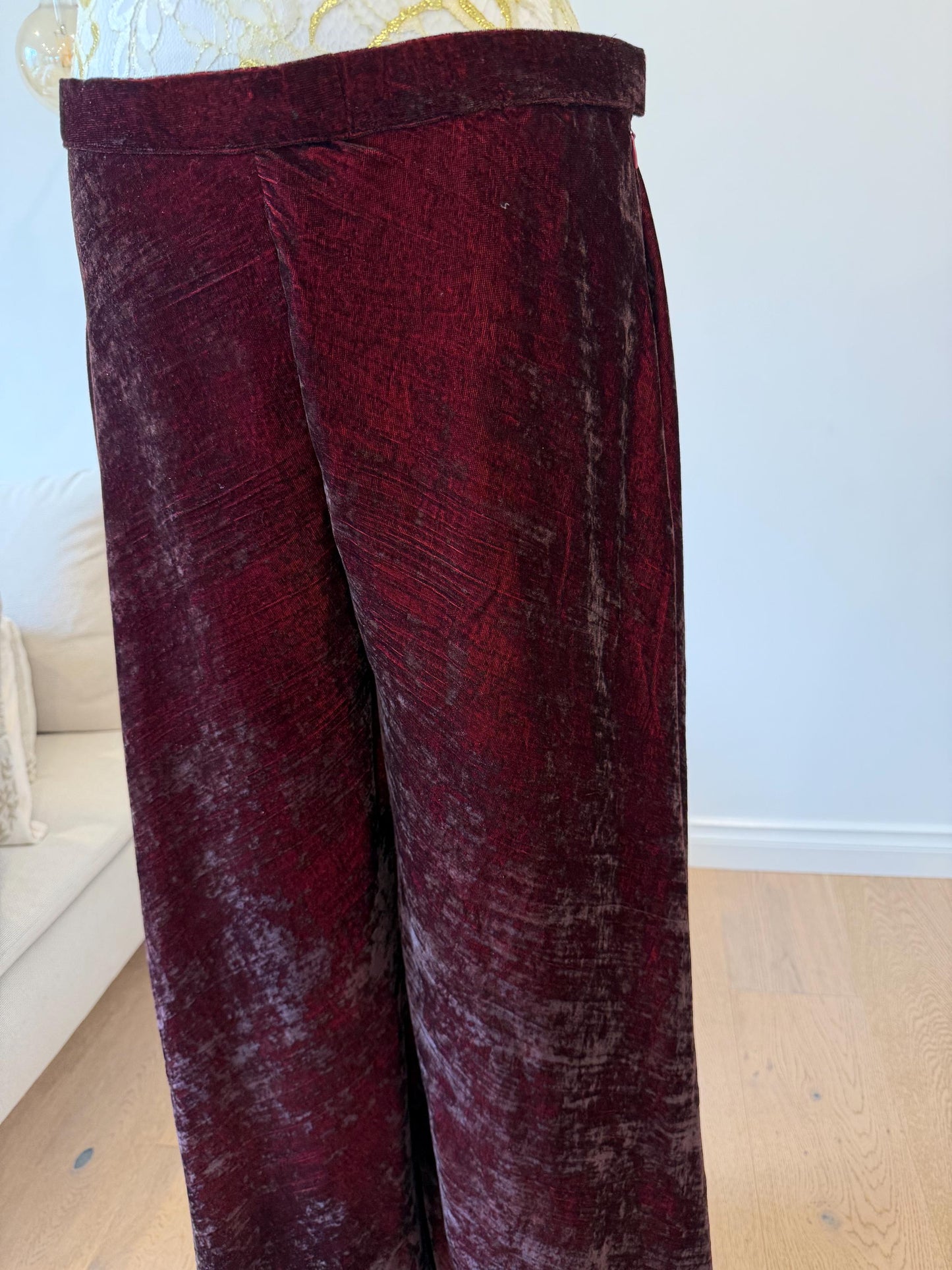 Deep Maroon Velvet Palazzo Set with Georgette Shimmer Cape