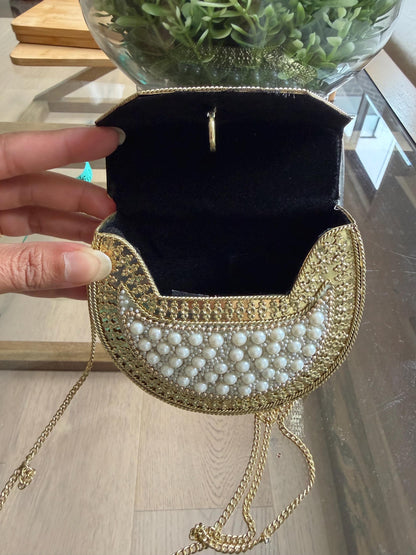 Handmade Pearl Metal Clutch Bag