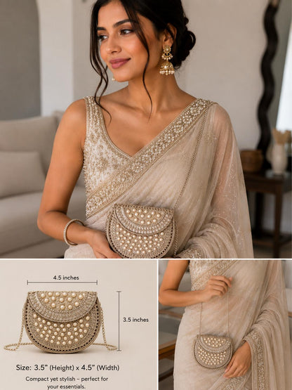 Handmade Pearl Metal Clutch Bag