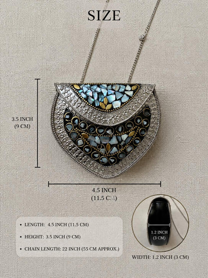 Handcrafted Mosaic Clutch Bag | Ethnic Mirror Work Sling Purse, Boho Evening Bag