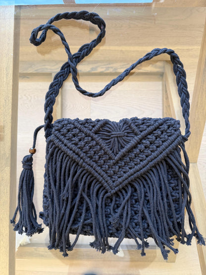 Handmade Macrame Boho Bag | Black