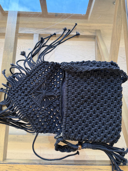 Handmade Macrame Boho Bag | Black