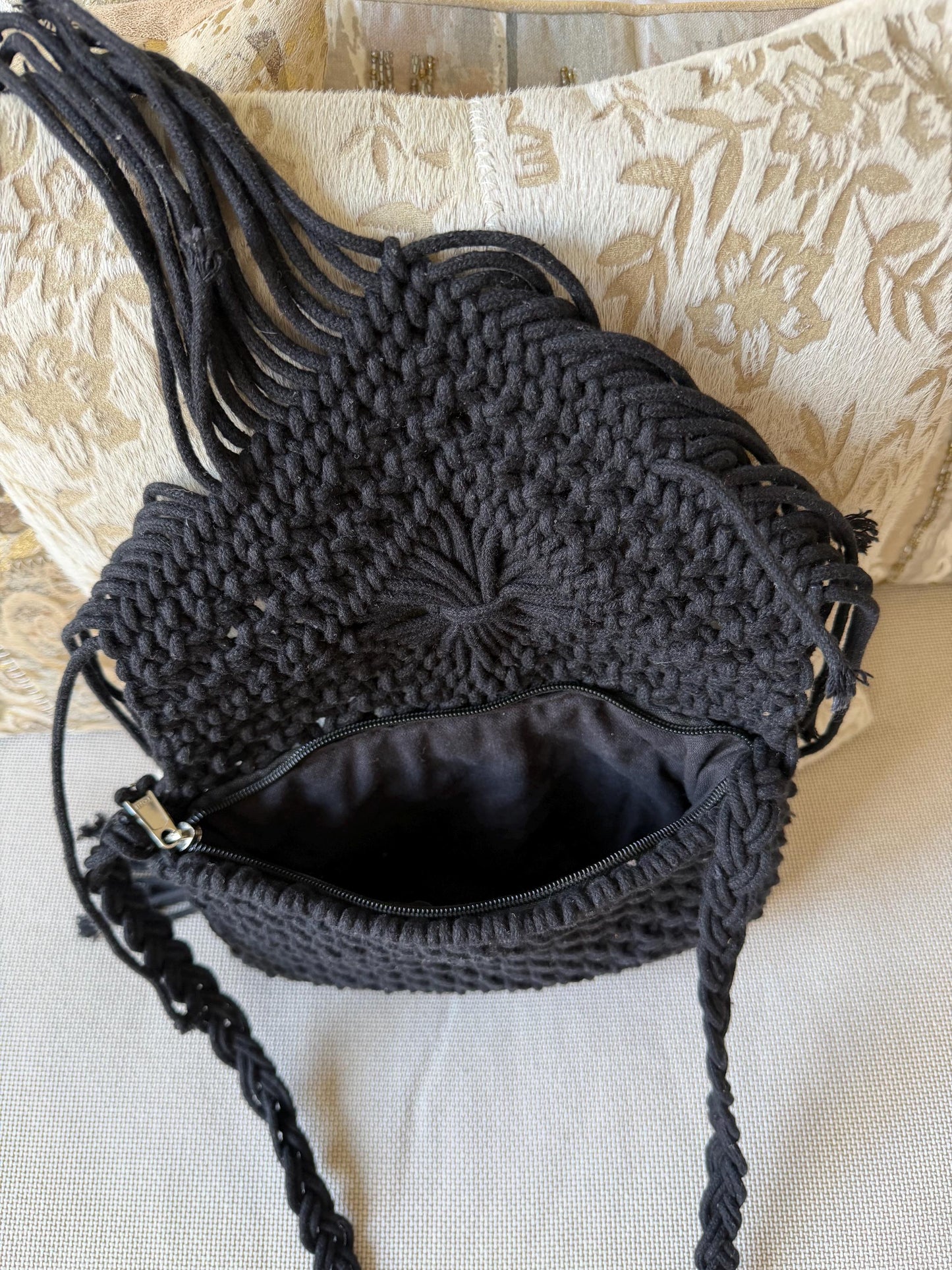 Handmade Macrame Boho Bag | Black