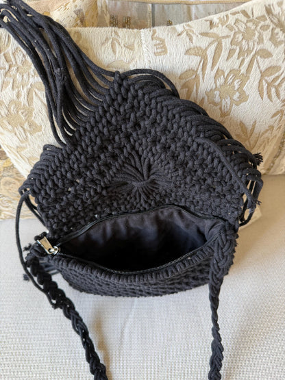 Handmade Macrame Boho Bag | Black