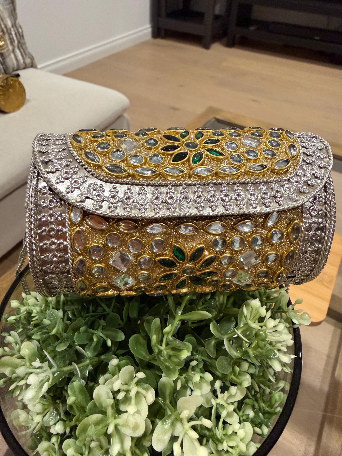 Handmade Gold Silver Metal Clutch Purse