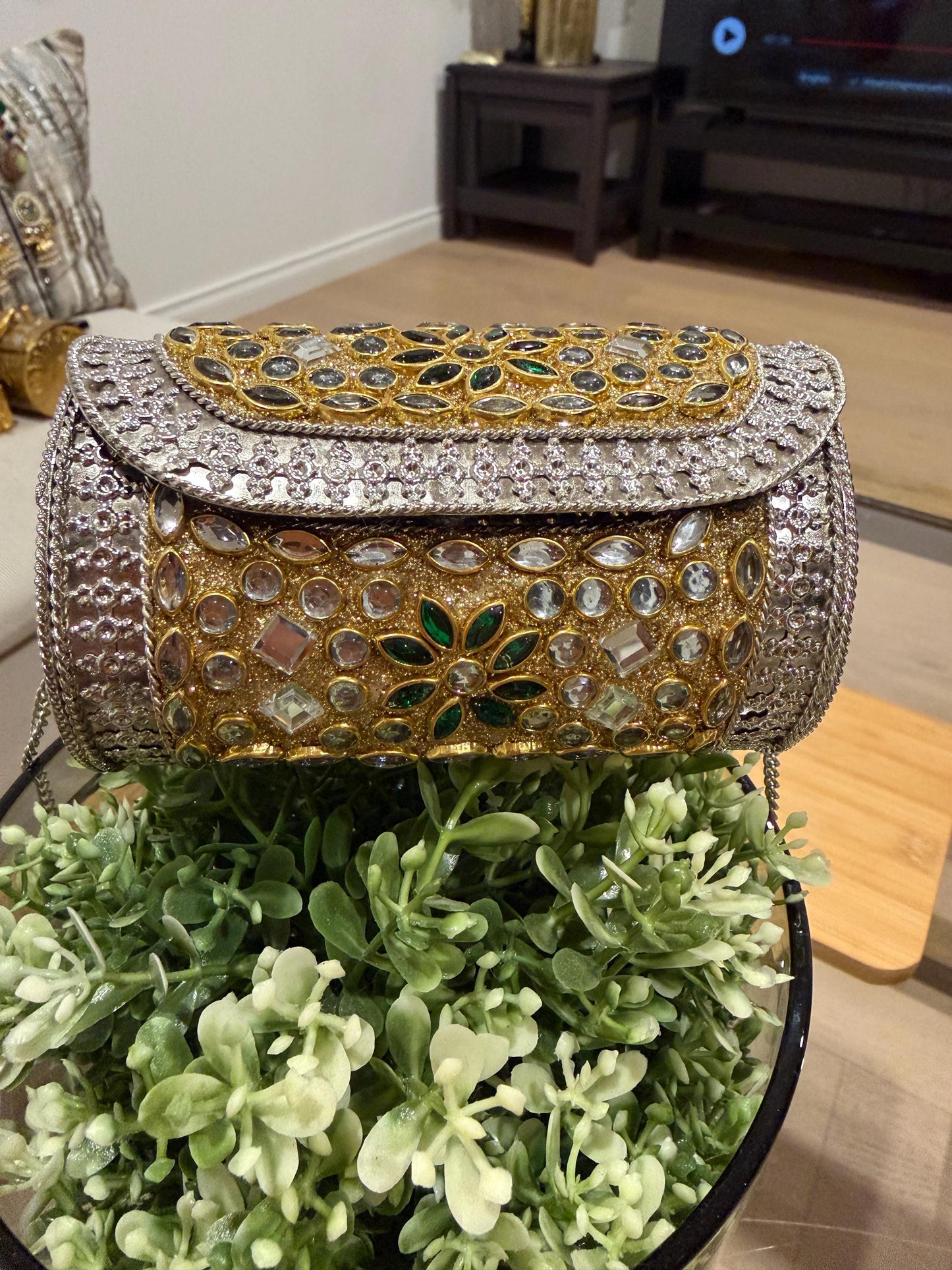 Handmade Gold Silver Metal Clutch Purse