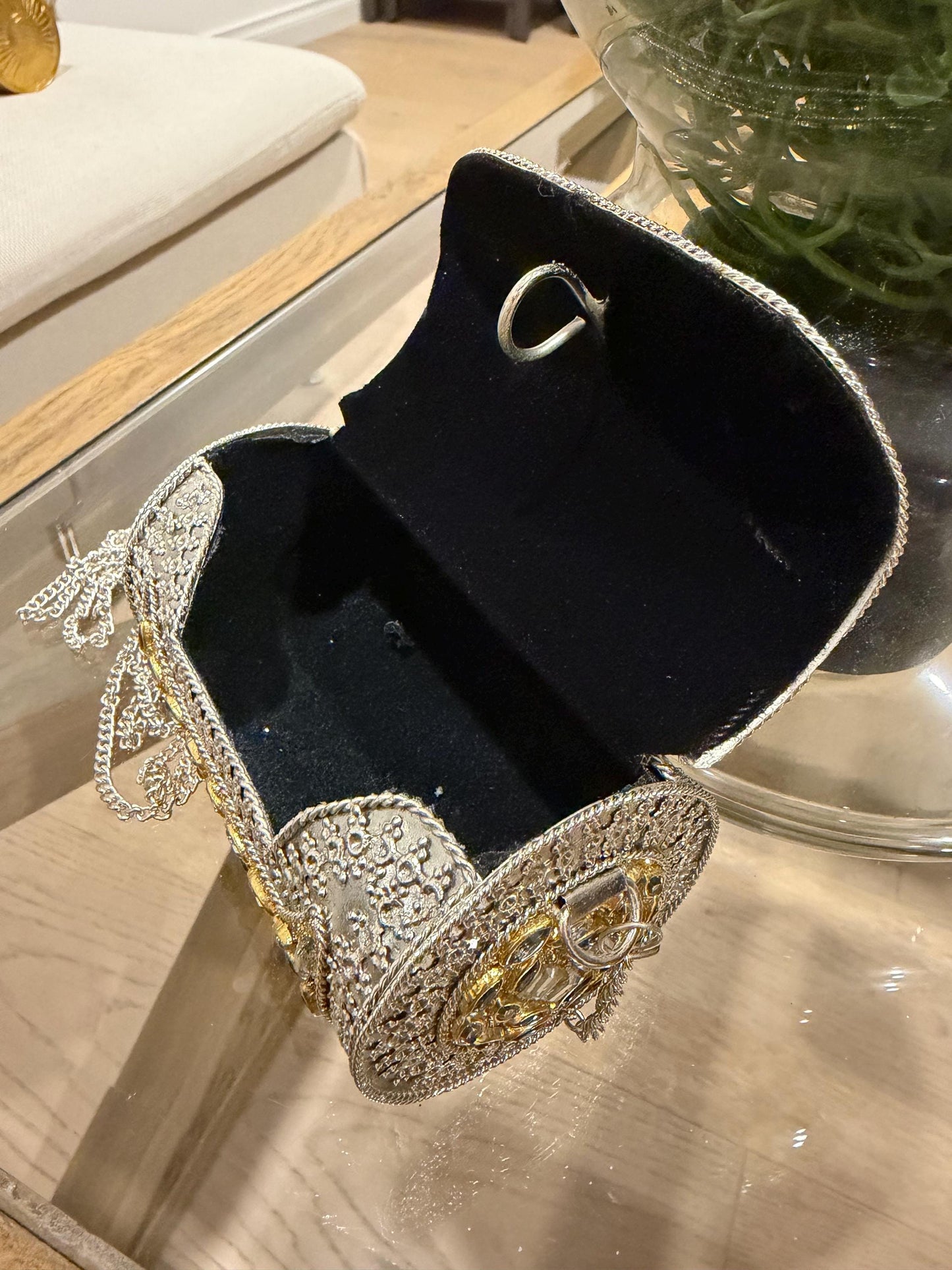 Handmade Gold Silver Metal Clutch Purse