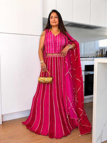 Pink Ombre Chanderi Silk Lehenga Set