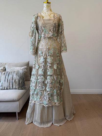 Pearl Embellished Net Jacket Lehenga Set