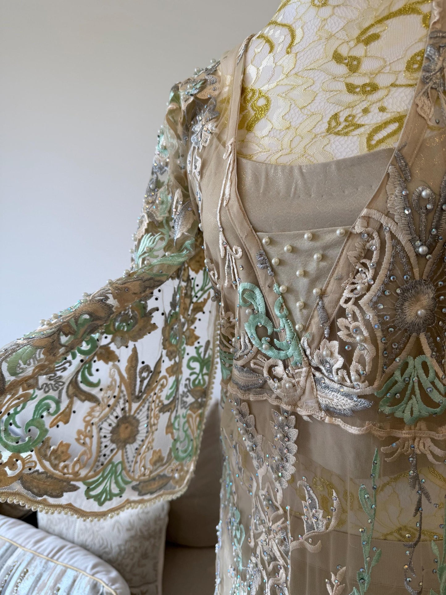 Pearl Embellished Net Jacket Lehenga Set