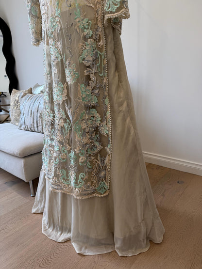 Pearl Embellished Net Jacket Lehenga Set
