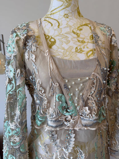 Pearl Embellished Net Jacket Lehenga Set